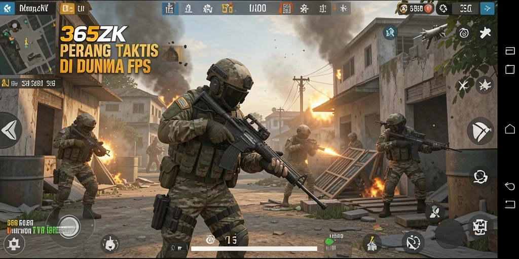 Tangkapan layar 365ZK menampilkan aksi pertempuran yang mendebarkan di FPS.