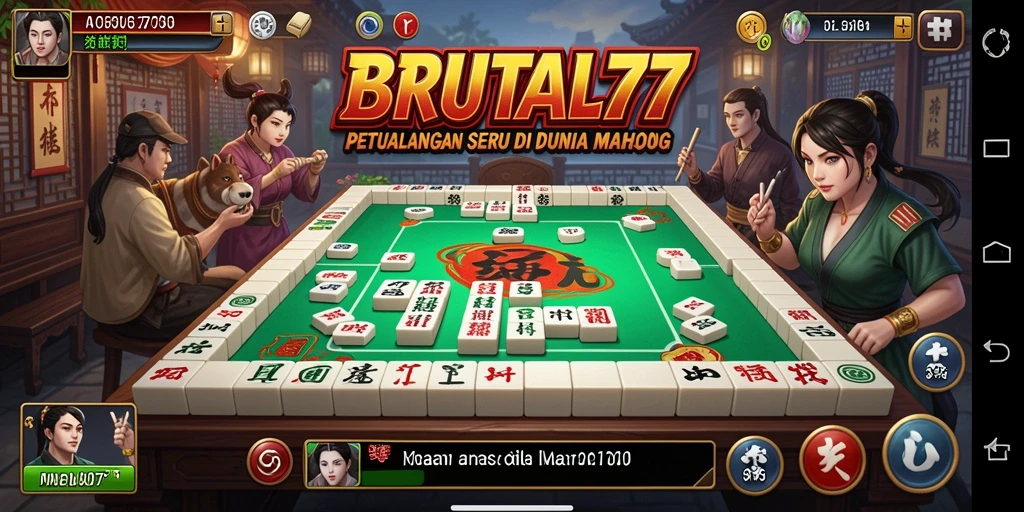 Gameplay Mahjong yang menarik dalam BRUTAL77 dengan desain tile yang unik.