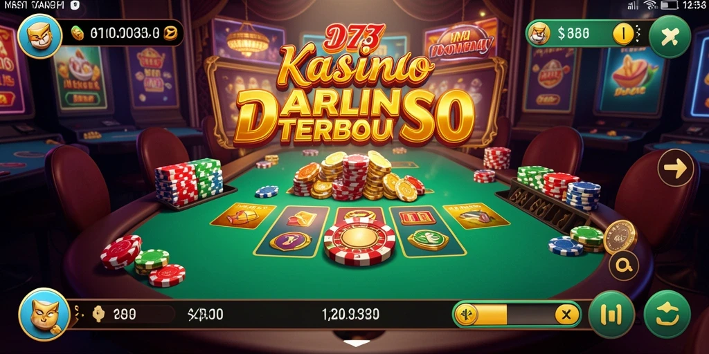 Tampilan utama D73 menunjukkan gameplay Kasino yang mengasyikkan.