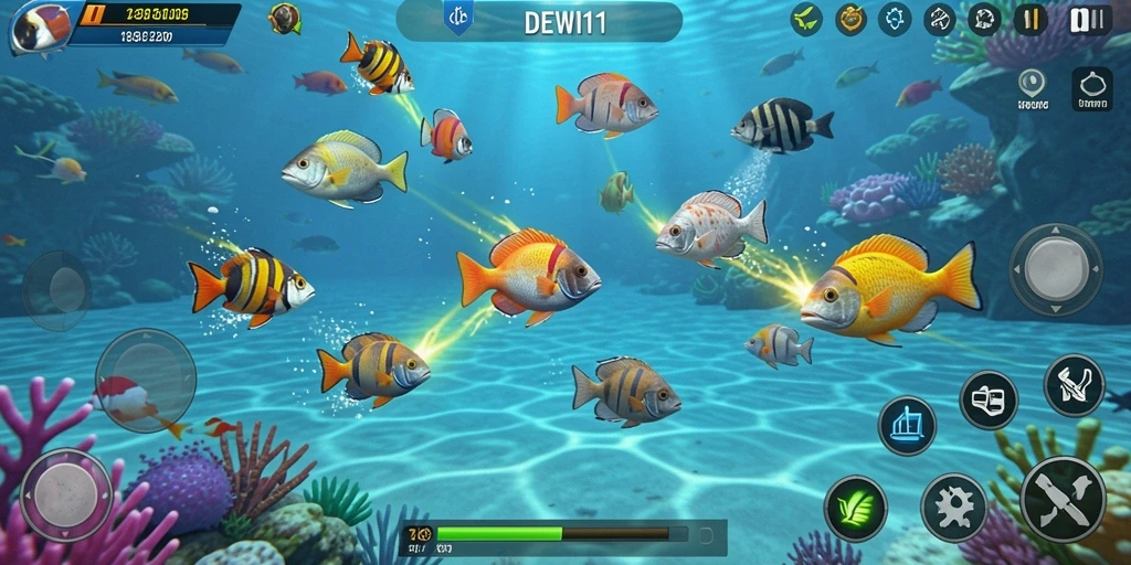 Tangkapan layar DEWI11 menampilkan aksi seru dalam permainan Tembak Ikan.