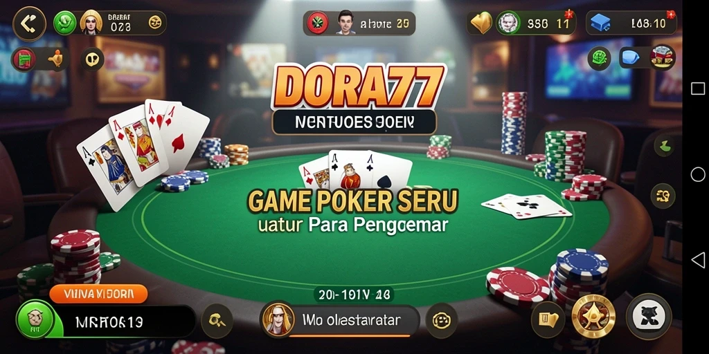 Tampilan gameplay DORA77 dengan pengalaman poker nyata.