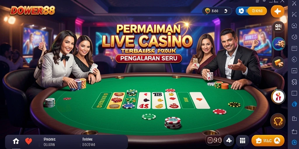 Gameplay Live Casino DOWER88 dengan dealer profesional dan interaksi langsung.