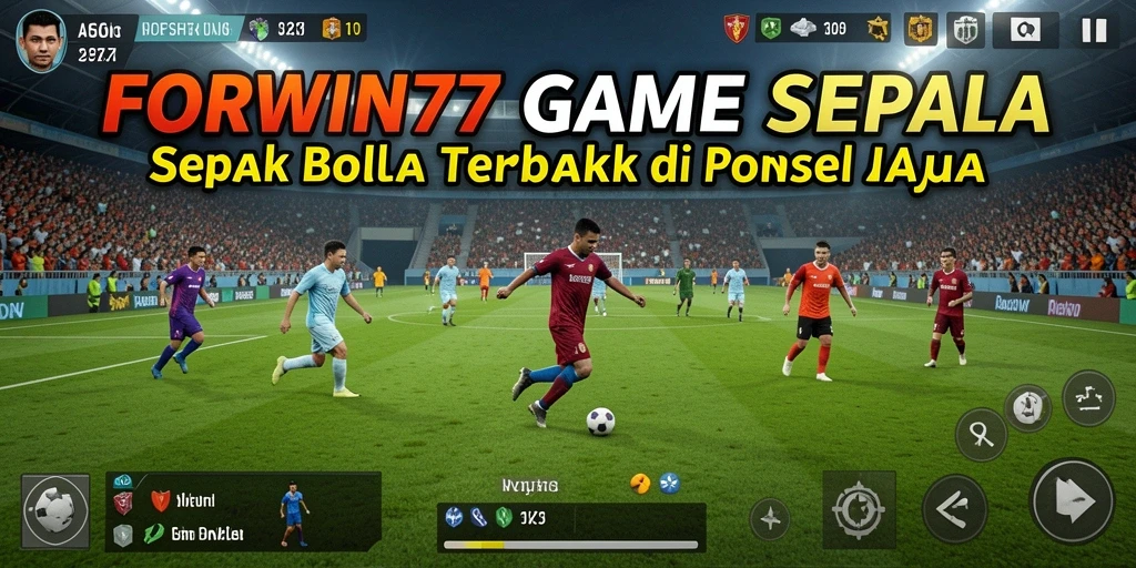 Tampilan gameplay menarik dari FORWIN77 dalam pertandingan sepak bola.