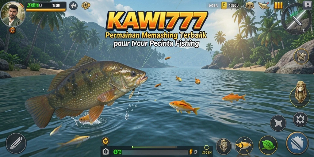 Tampilan gameplay <strong>KAWI777</strong> yang menampilkan momen memancing yang seru.