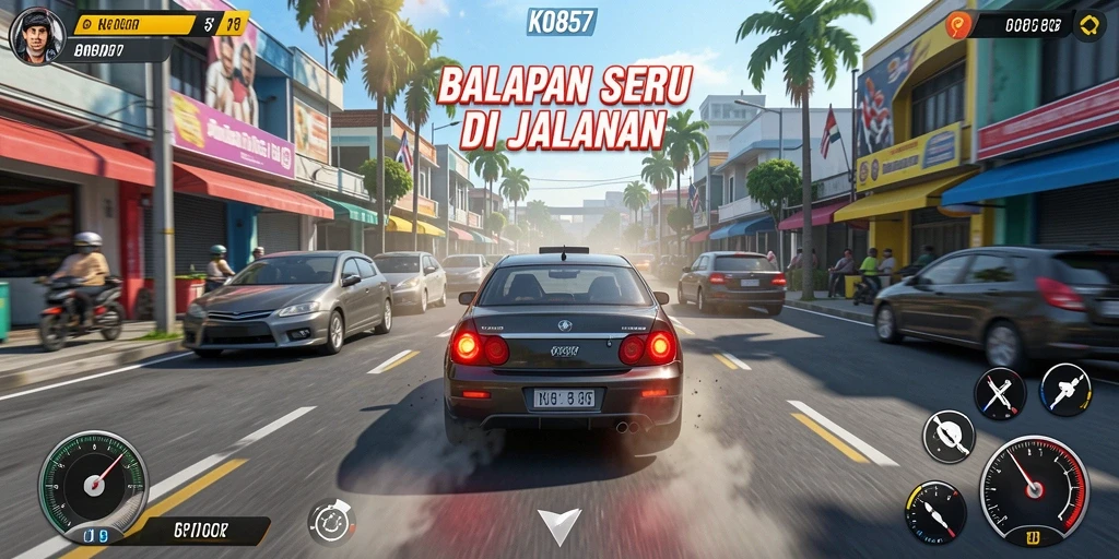 Gameplay seru dalam balapan cepat di KO857.
