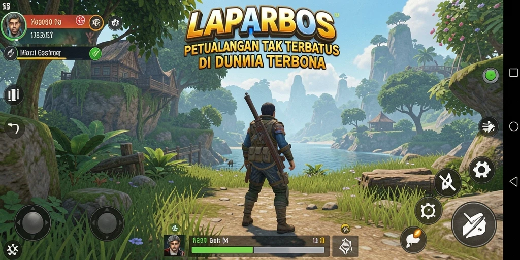 Gameplay LAPARBOS di dunia terbuka yang luas dan interaktif.