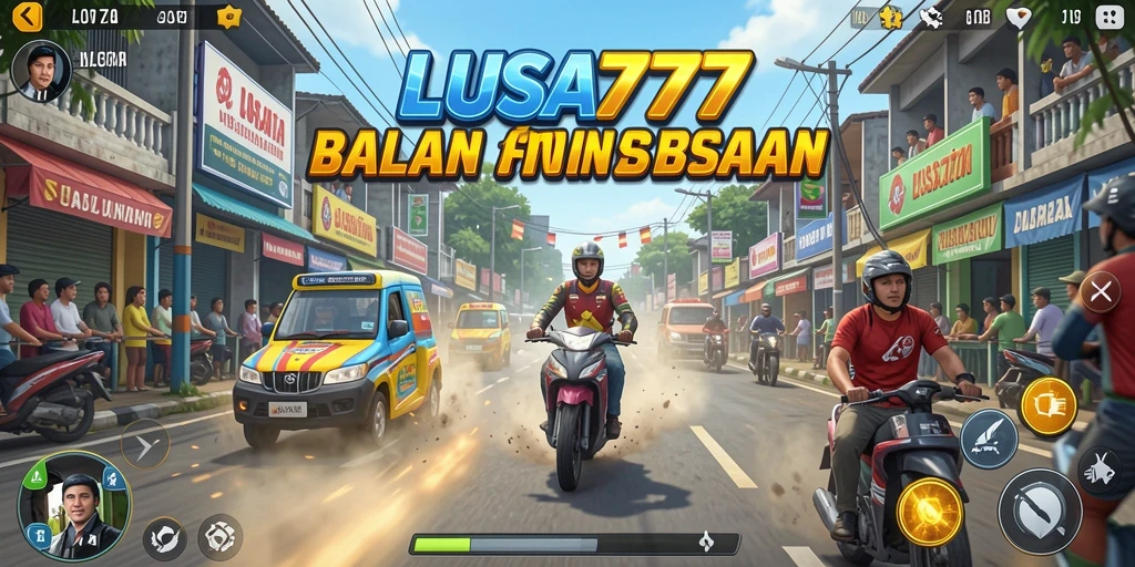 Gameplay LUSA777 dengan mobil balap yang mendebarkan di trek yang menantang.
