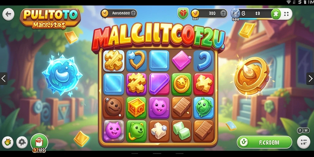 Screenshot game PULITOTO yang menampilkan aksi gameplay Match-3.