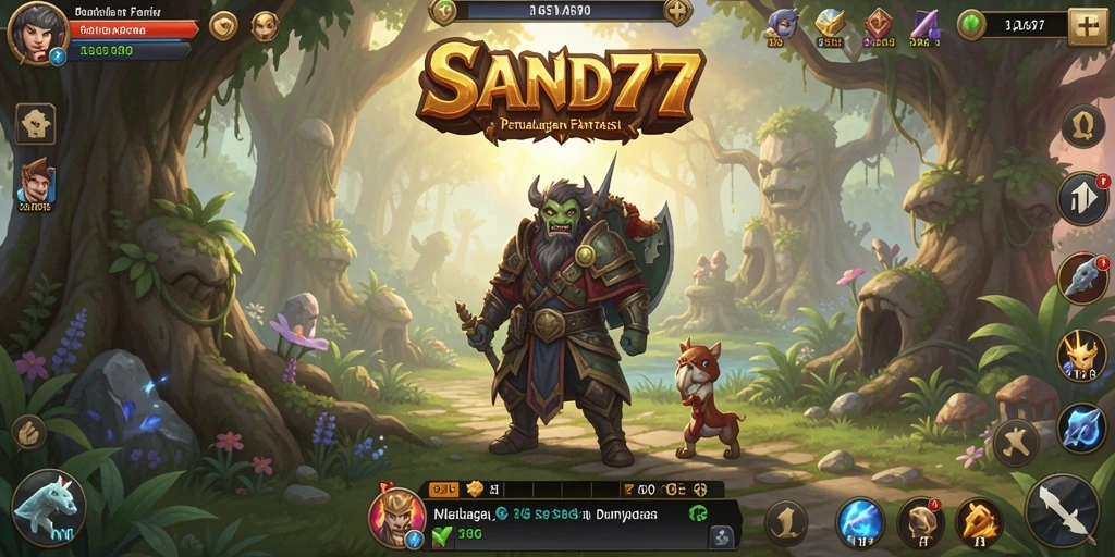 Tangkapan layar gameplay SAND77 menampilkan petualangan seru di dunia fantasi RPG.