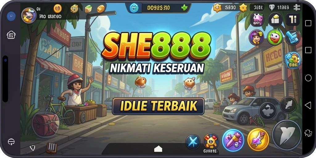 Screenshot utama SHE888 menampilkan gameplay Idle yang menarik dan interaktif.