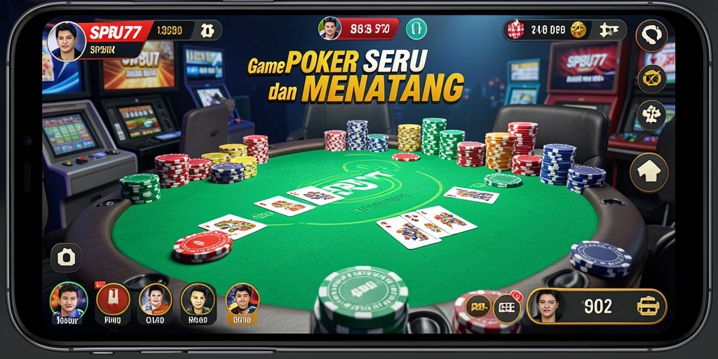 Tampilan gameplay seru dalam permainan Poker di SPBU77.