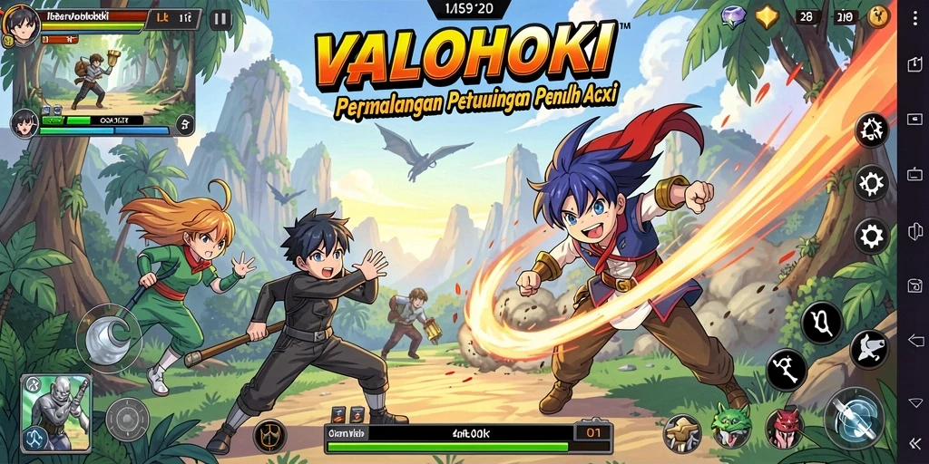 Tampilan menakjubkan dari gameplay <strong>VALOHOKI</strong> dengan karakter anime yang unik.