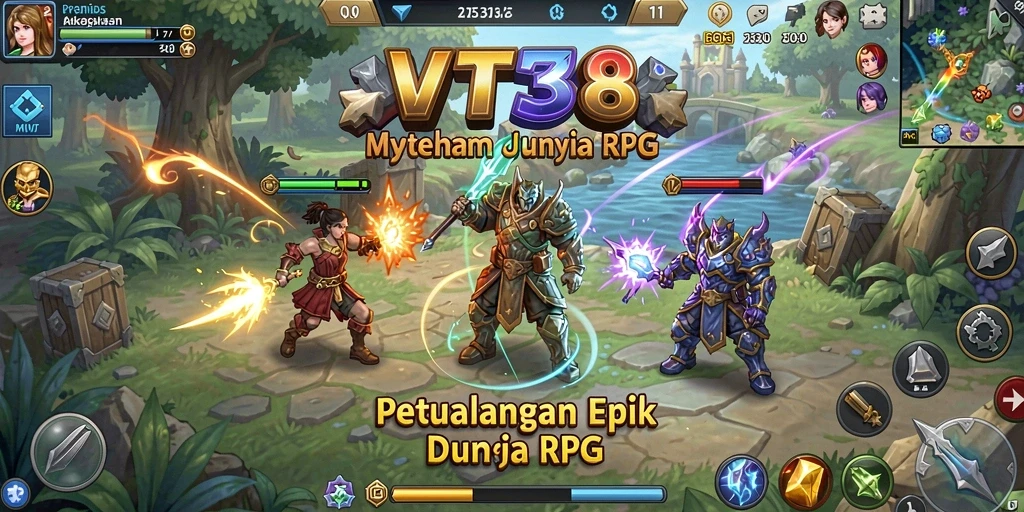 Tampilan gameplay epik dengan grafis menawan dan pertarungan seru.