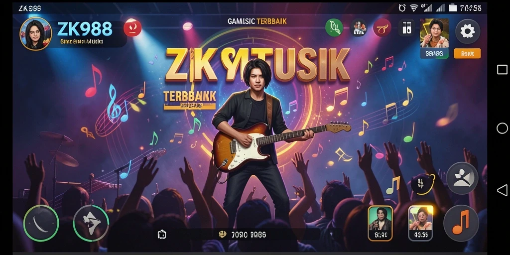 Tampilan gameplay ZK988 dengan irama musik yang seru.